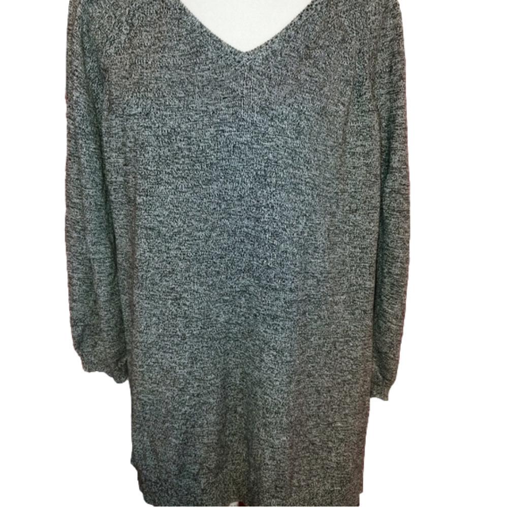 Marled V-Neck Pullover Sweater Cape 2X
